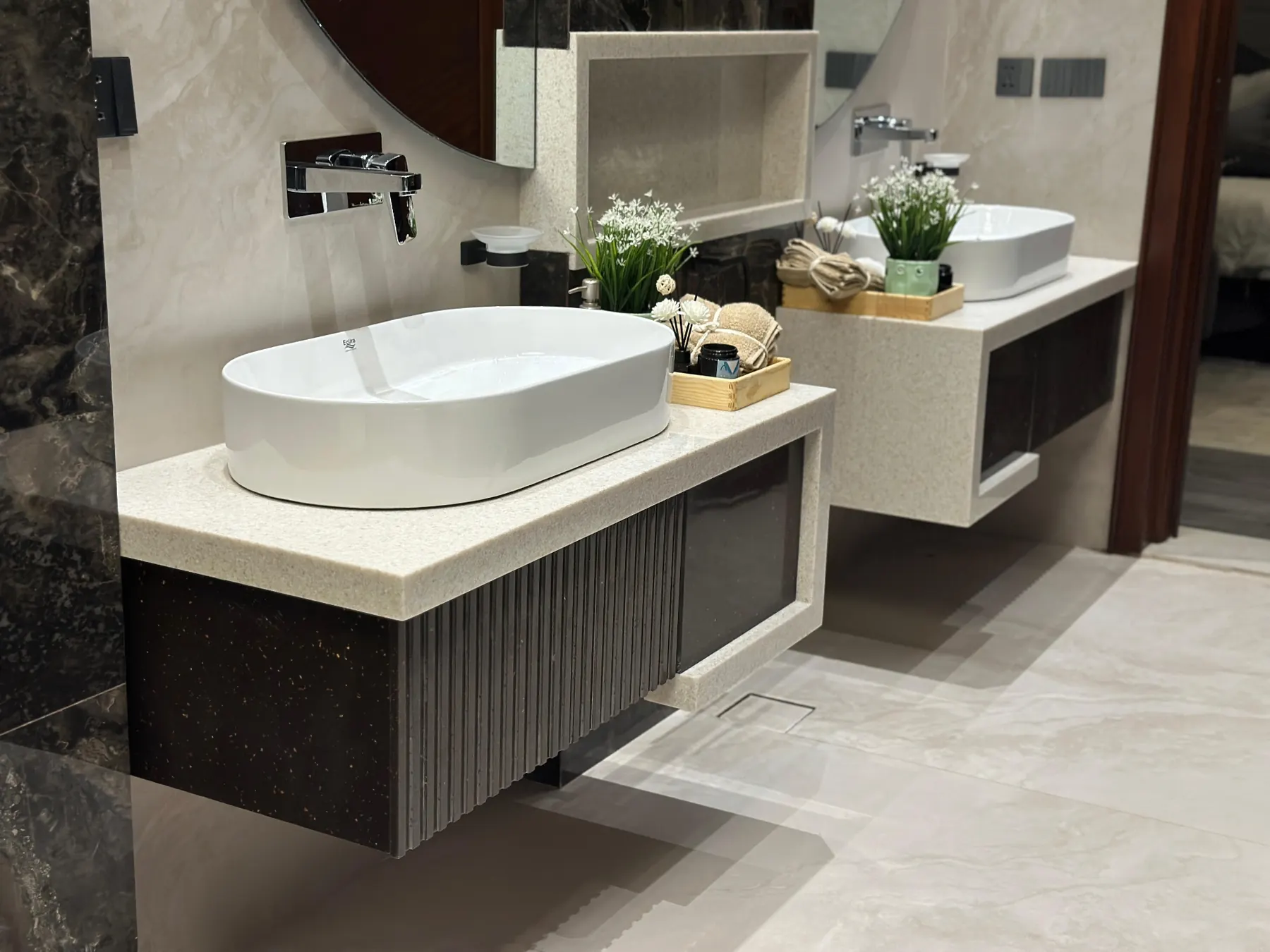 Bespoke Corian vanity fabrication by Style Concept